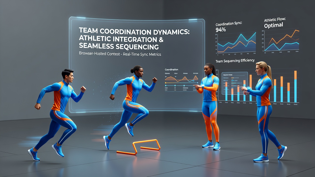 Detailed view of puzzle-athletic hybrid interface in a browser team contest with coordination indicators