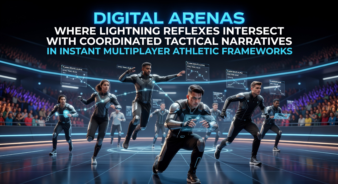 Players coordinating tactics while executing rapid reflexes in a real-time multiplayer sports simulation on a digital arena platform