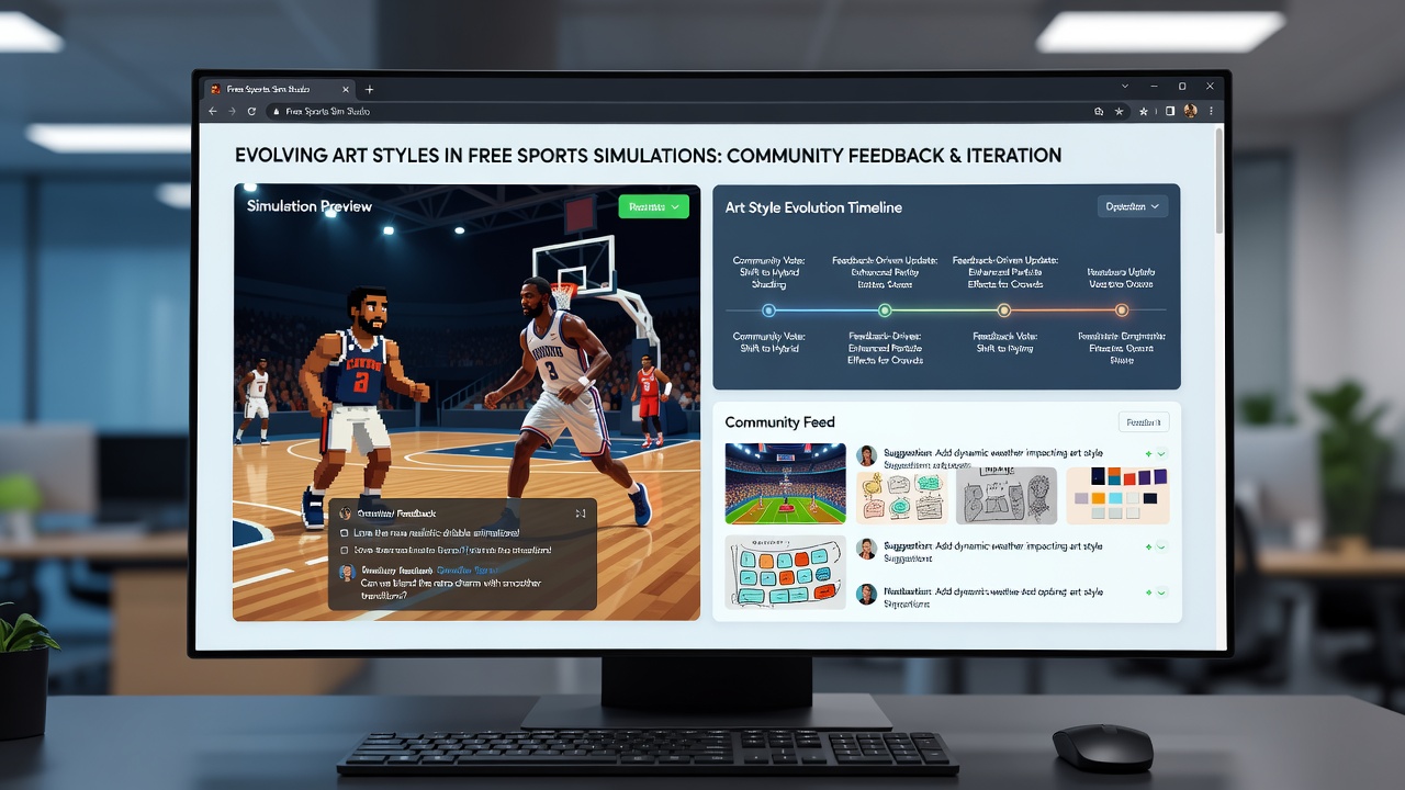 Seasonal art update screen in a browser sports game showing before-and-after comparisons of player uniforms and field designs