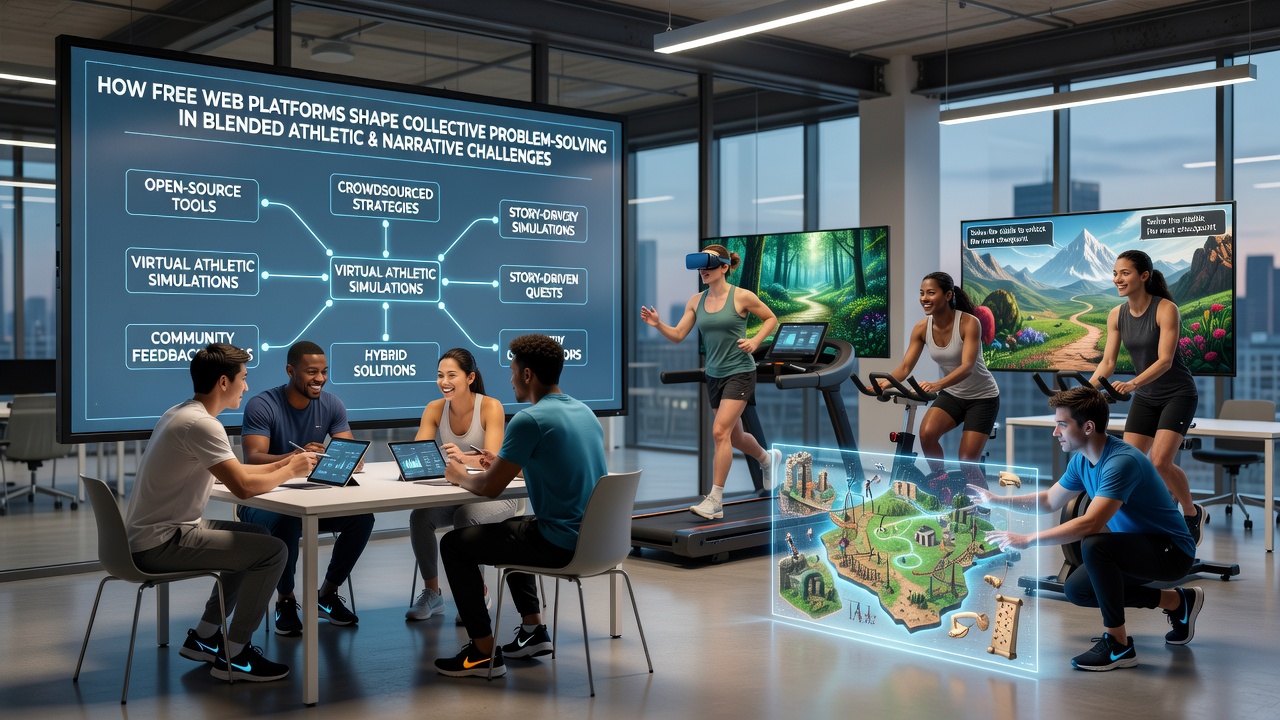 Free web platform interface showing blended athletic and narrative game elements in a browser window