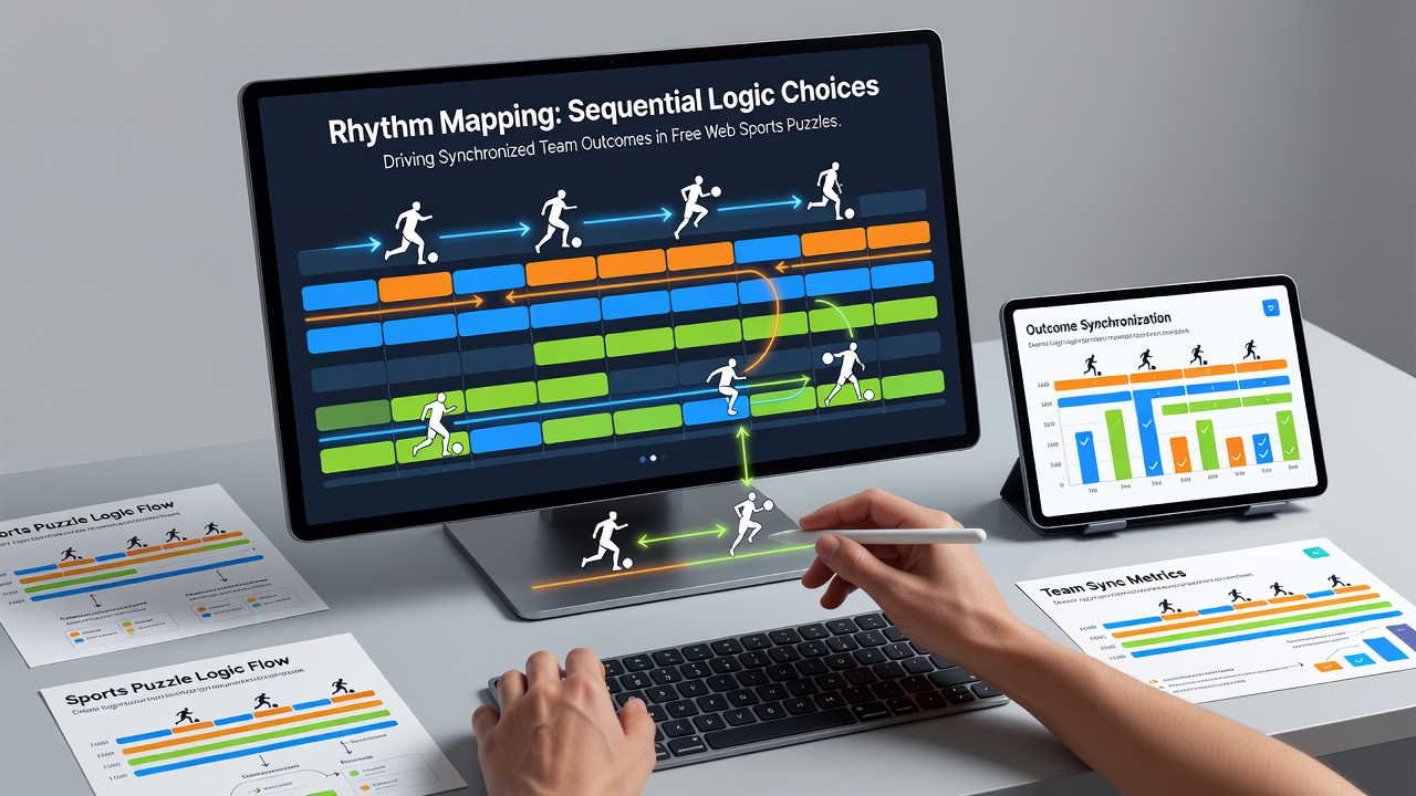 Team interface displaying synchronized rhythm patterns during a web sports puzzle match